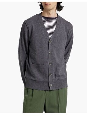 Alex mill 100% extra fine merino wool Men's Dark Gray V-Neck Cardigan Sweater M